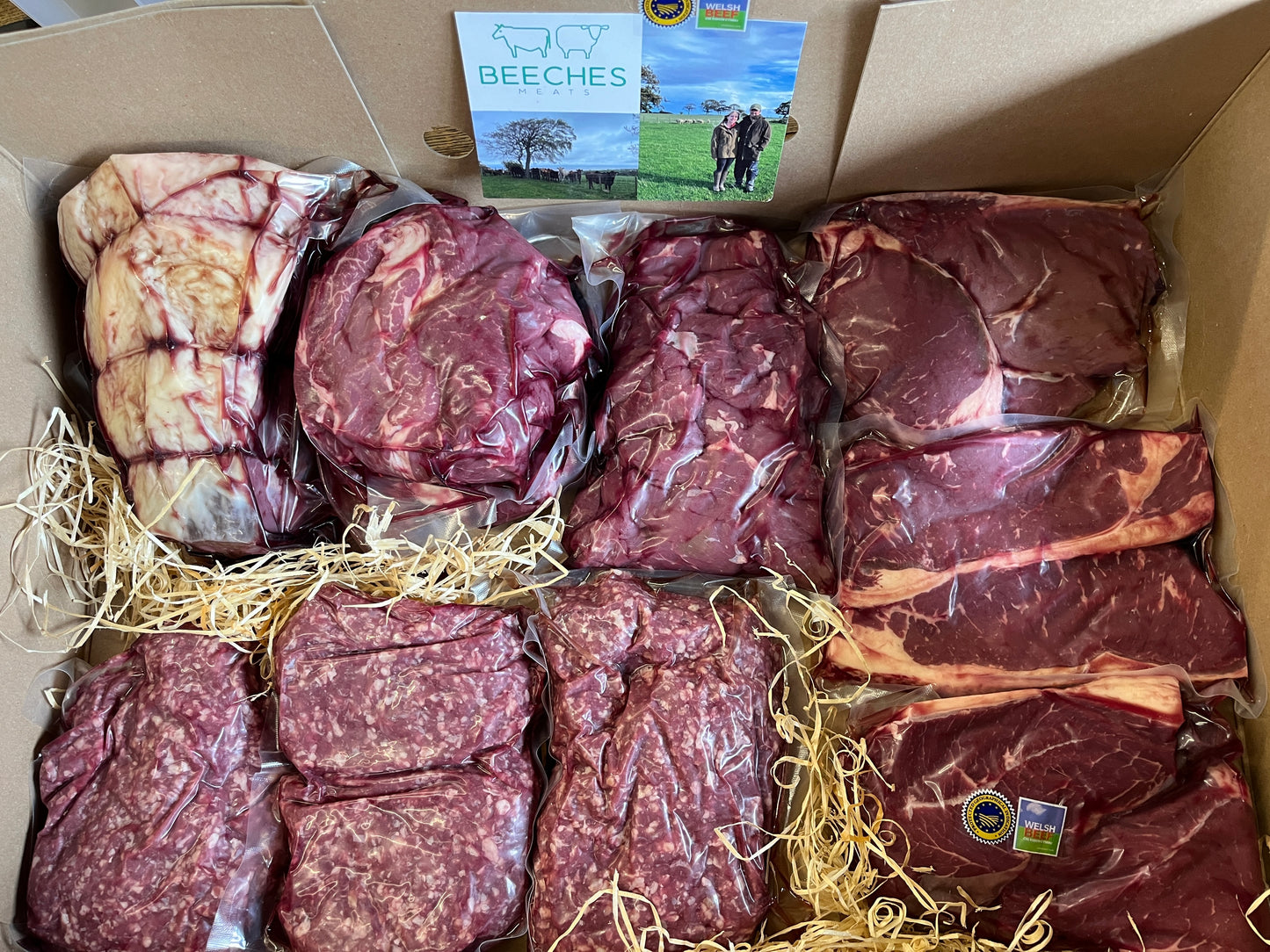 Beef box. Grass fed steak, sirloin steak, ribeye steak, fillet steak, rump steak. Beef roast. Grass fed beef. Steak night. Order online. Local food. Wales. Back British farming.